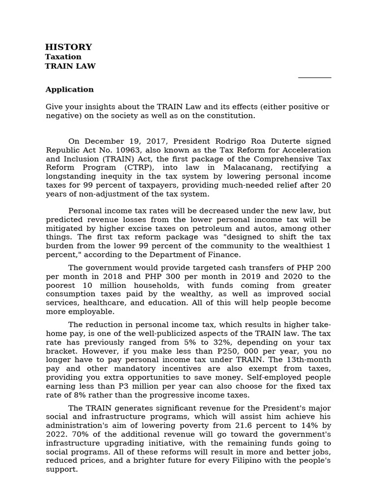 Insights on the TRAIN Law Effects | PDF
