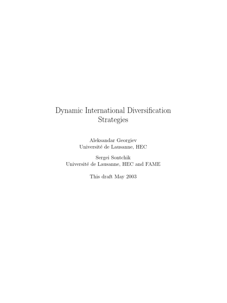 Dynamic Strategies for International Diversification | PDF | Covariance ...