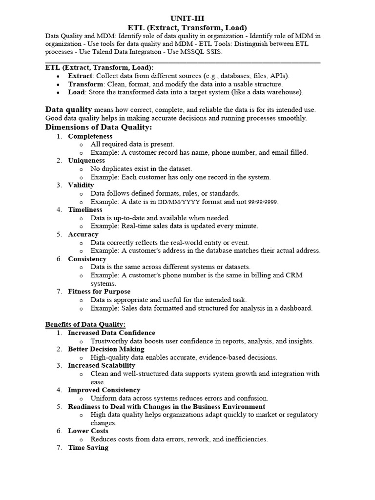 Unit III Dam | PDF | Data Quality | Data Warehouse