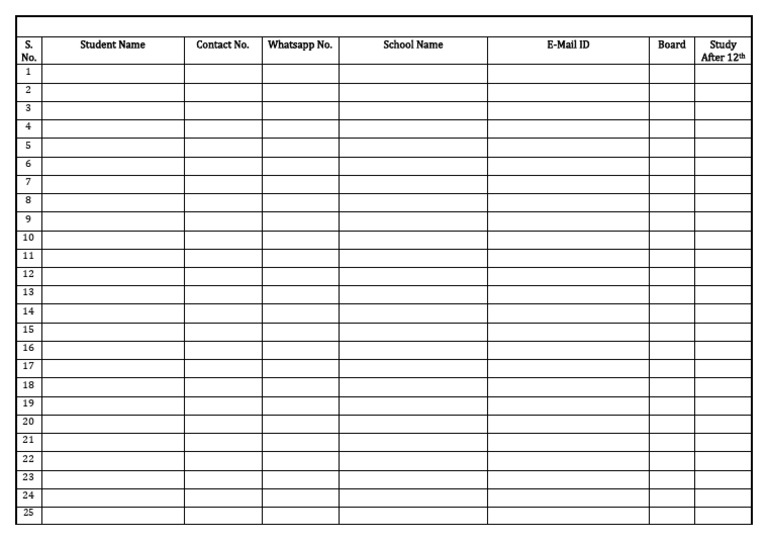 Student Contact Information List | PDF
