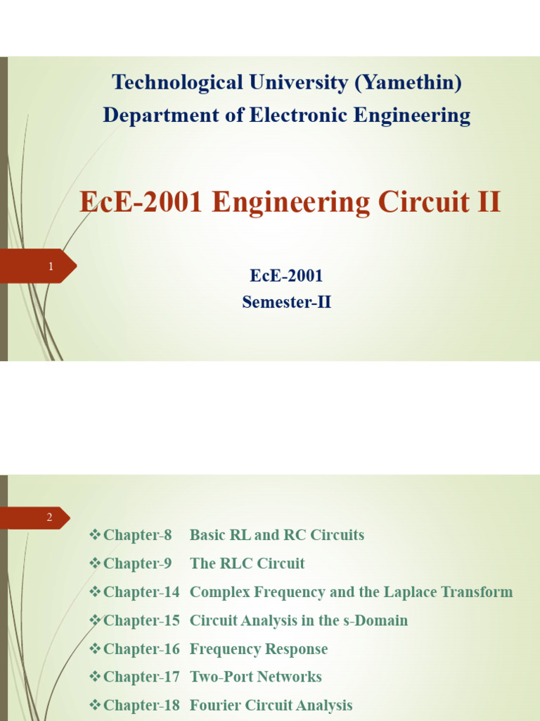 Engineering Circuit II: RL & RC Analysis | PDF | Electrical Network ...