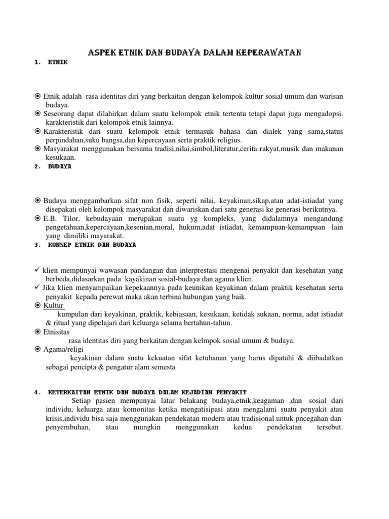 Aspek Etnik Dan Budaya Dalam Keperawatan