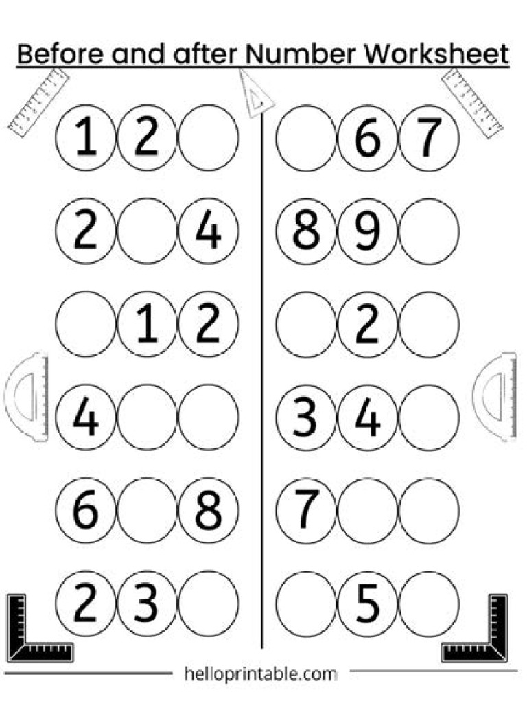 Math Before and After Worksheets 791x1024 | PDF