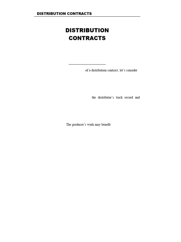 Key Considerations for Distribution Contracts | PDF | Video On Demand ...