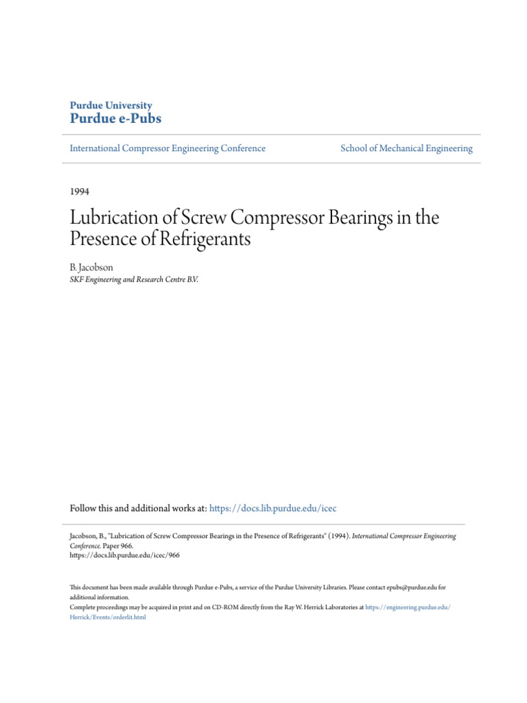 Screw Compressor Lubrication Study | PDF | Bearing (Mechanical ...