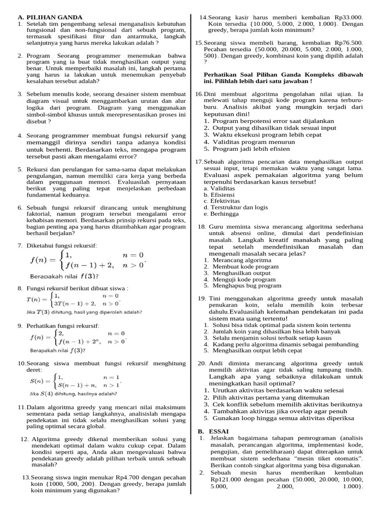 Soal Pemrograman dan Algoritma Greedy | PDF