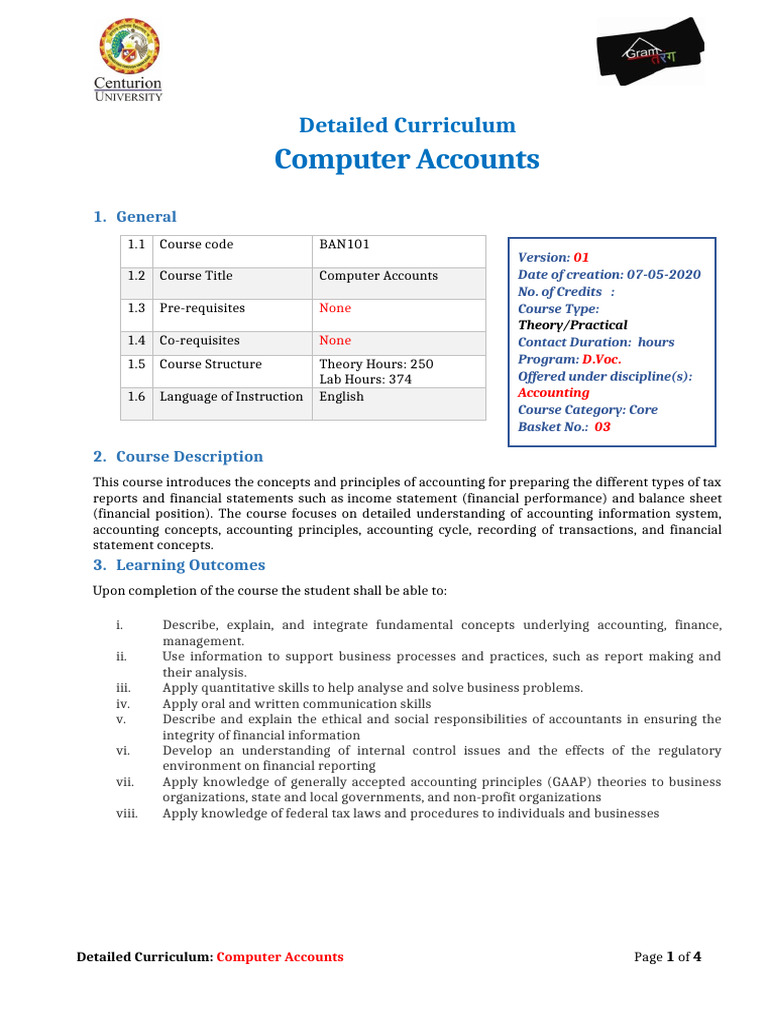 Computer Accounts Curriculum | PDF | Debits And Credits | Business