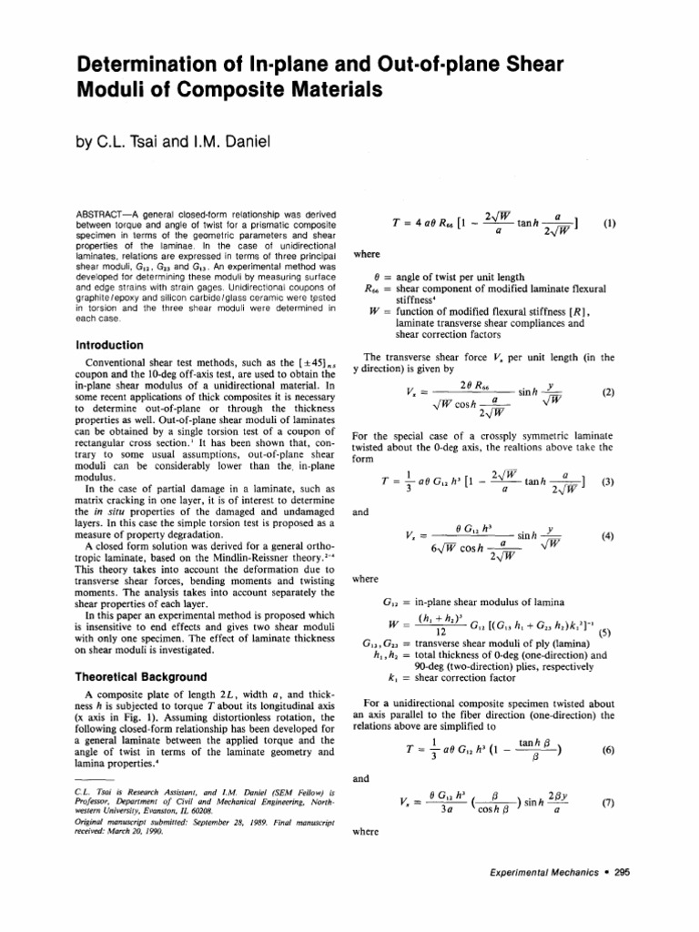 Shear Moduli of Composite Materials | PDF | Composite Material | Bending