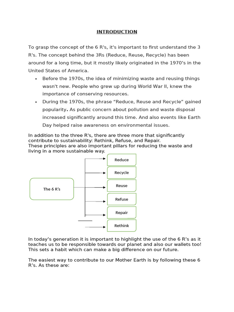 Understanding the 6 R's for Sustainability | PDF