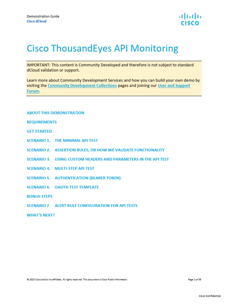 DCloud Thousandeyes API Monitoring v1 | PDF | Information Technology ...