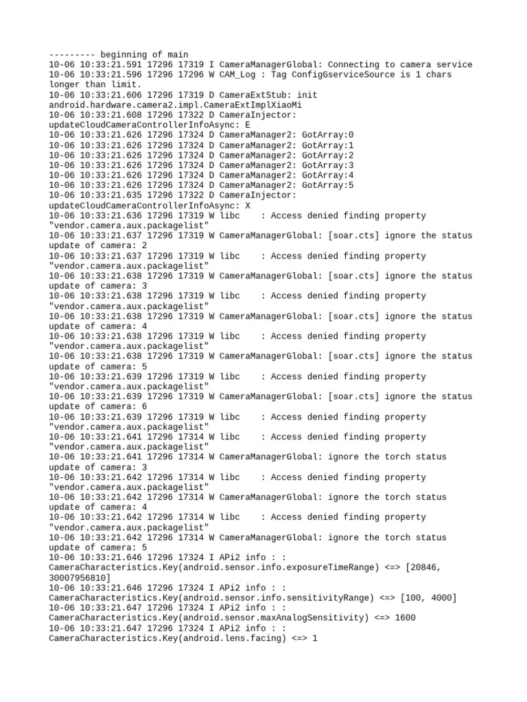 Camera Service Connection Logs | PDF | Computer Engineering | Software