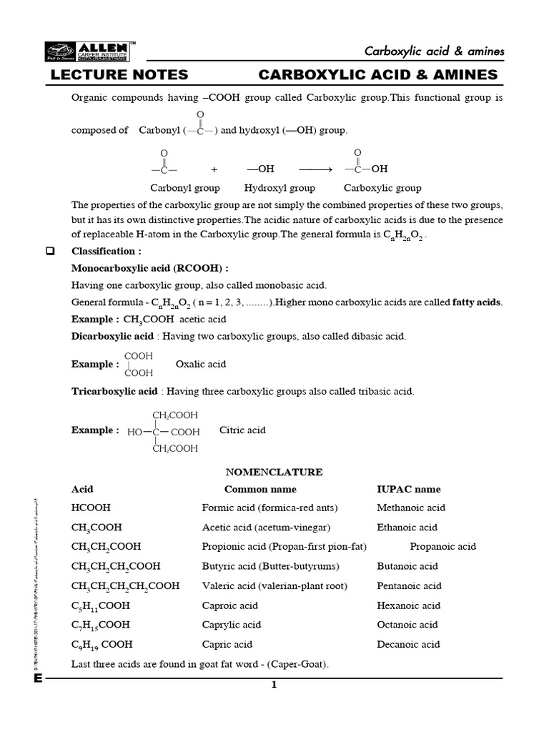 Carboxylic Acids and Amines Overview | PDF | Carboxylic Acid | Acid