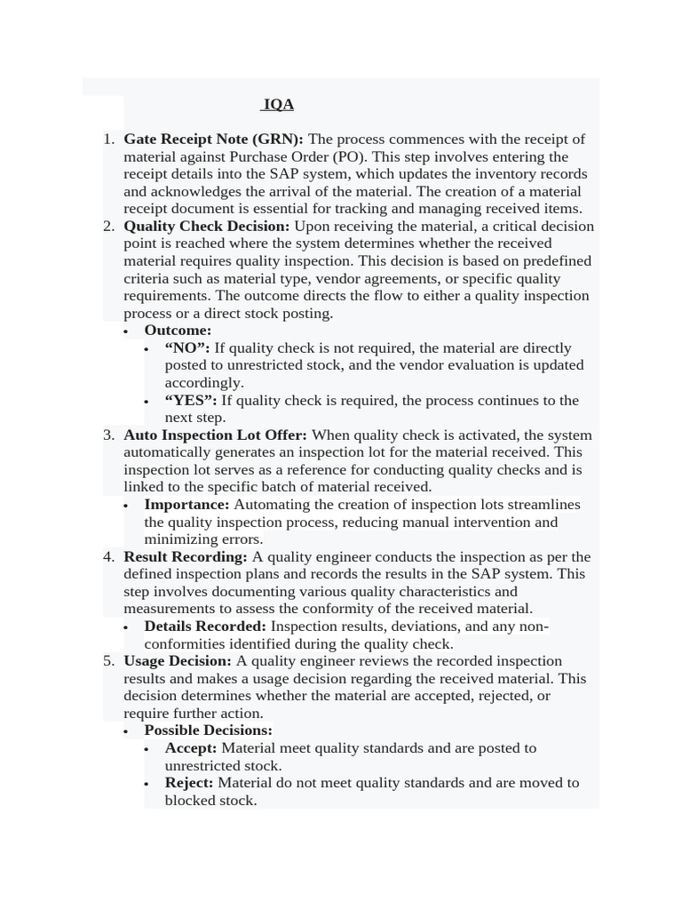 IQA Gate Receipt Note (GRN) | PDF | Stocks | Evaluation