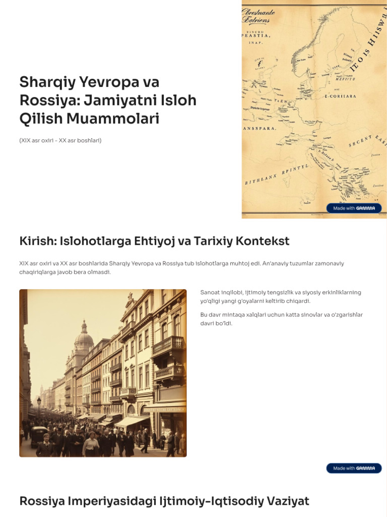 Sharqiy Yevropa Va Rossiya Jamiyatni Isloh Qilish Muammolari | PDF