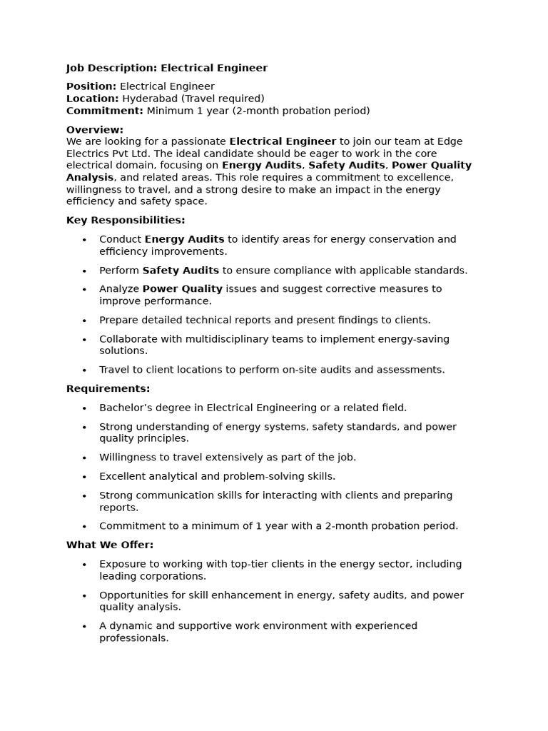 Job Description-Edge Electrical | PDF