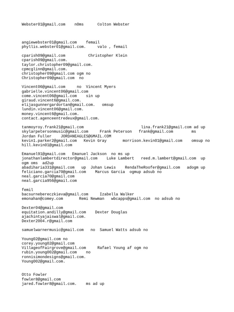 Email List with User Details | PDF
