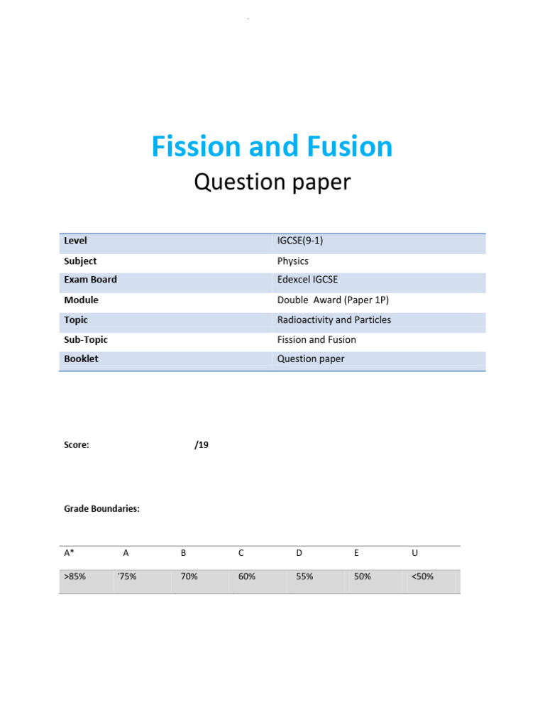 Fission and Fusion 1p | PDF