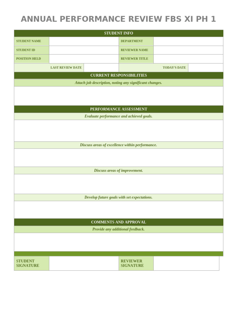 Annual Performance Review Template | PDF