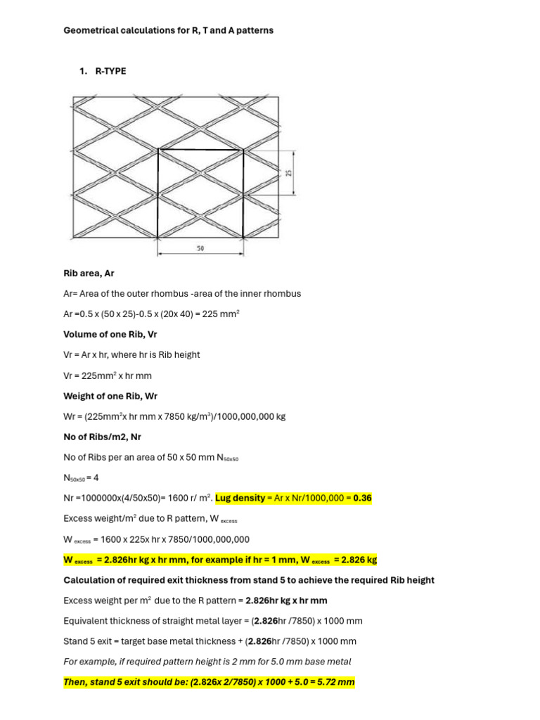 Geometrical Calculations for Rib Patterns | PDF | Area | Physical ...