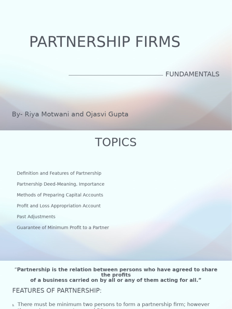 Understanding Partnership Firms Basics | PDF | Partnership | Debits And ...