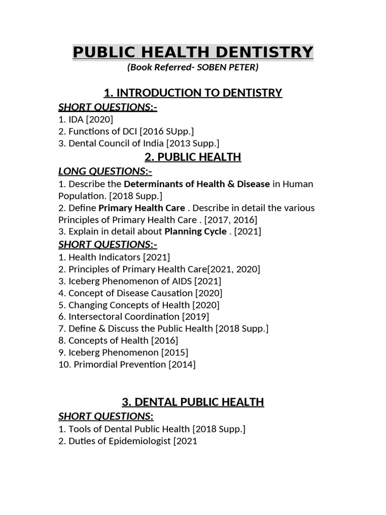 Public Health Dentistry Overview | PDF | Epidemiology | Dentist