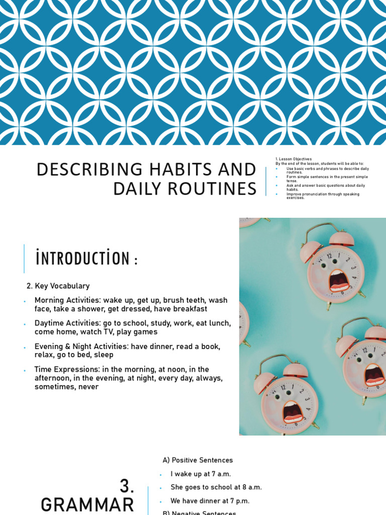 Daily Routines and Habits Lesson Guide | PDF | Grammatical Tense ...