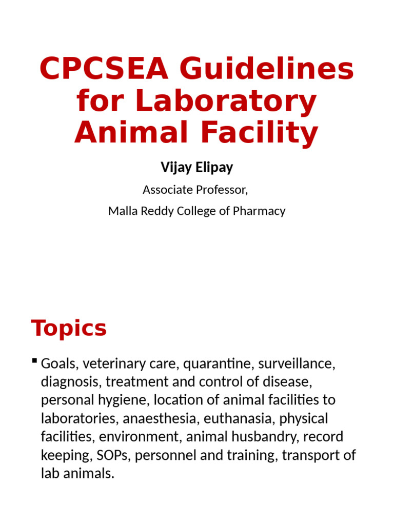 CPCSEA Guidelines for Animal Facilities | PDF | Anesthesia | Lighting