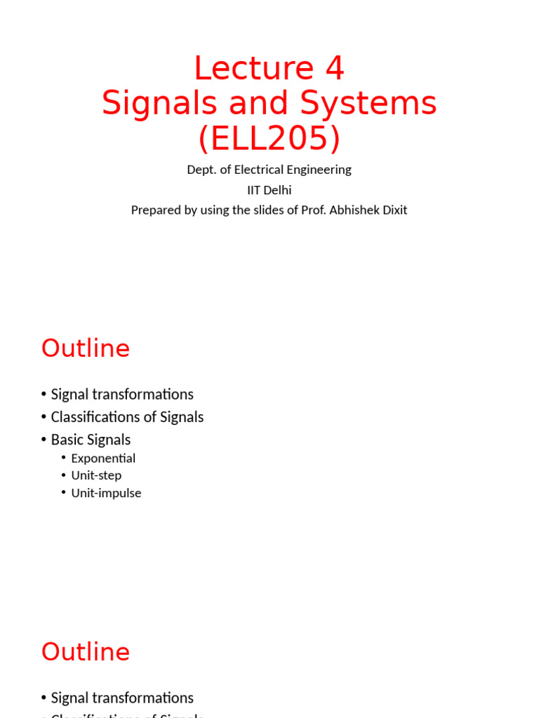 Signals and Systems Lecture Overview | PDF | Mathematical Relations ...