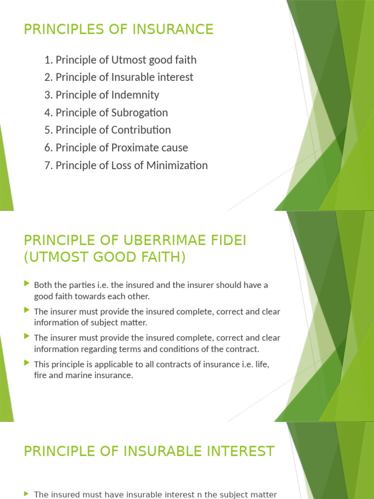 Principles of Insurance | PDF | Insurance | Indemnity