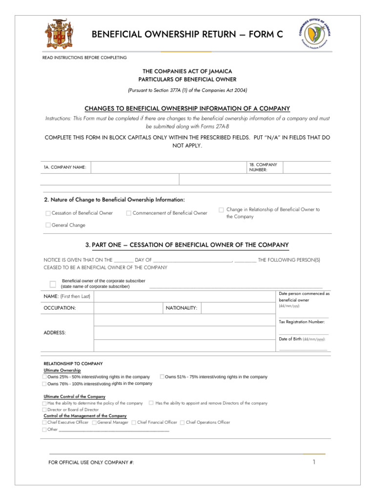 Beneficial Ownership Change Form C | PDF | Private Law | Justice