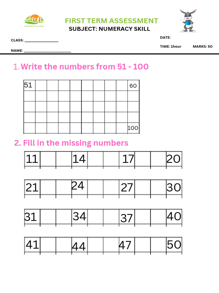 Numeracy Skills Assessment Worksheet | PDF