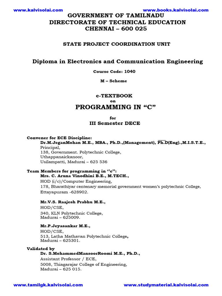 C Programming e-Textbook for DECE | PDF | Computer Program | Programming