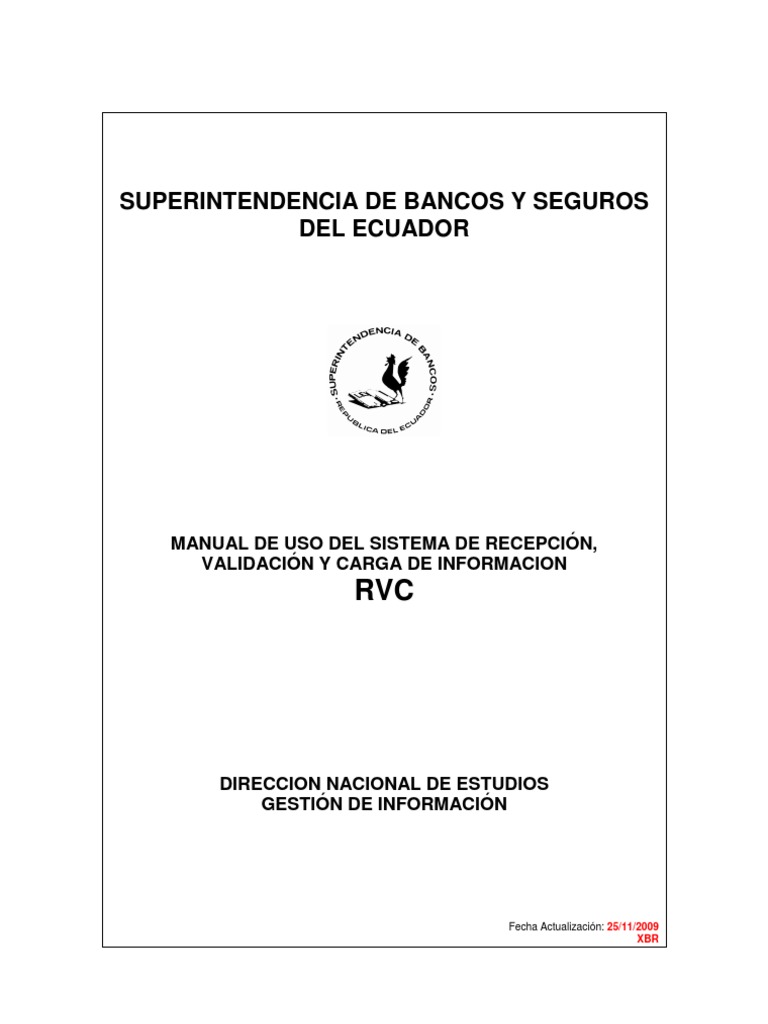 Manual del Sistema RVC de la SBS Ecuador | PDF | Archivo de computadora ...