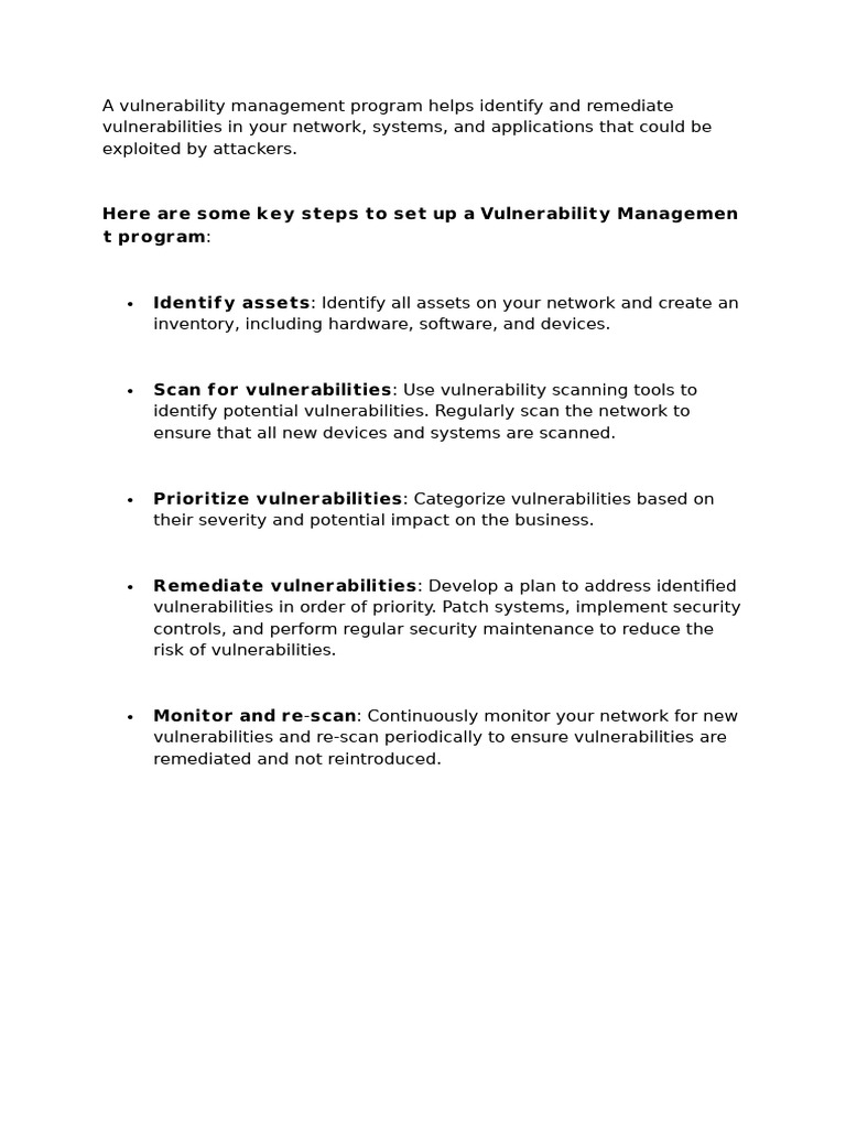 Steps to Establish Vulnerability Management | PDF