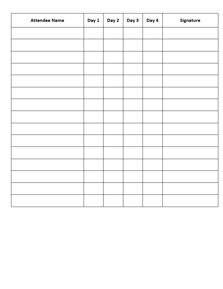 Event Attendance Record Template | PDF