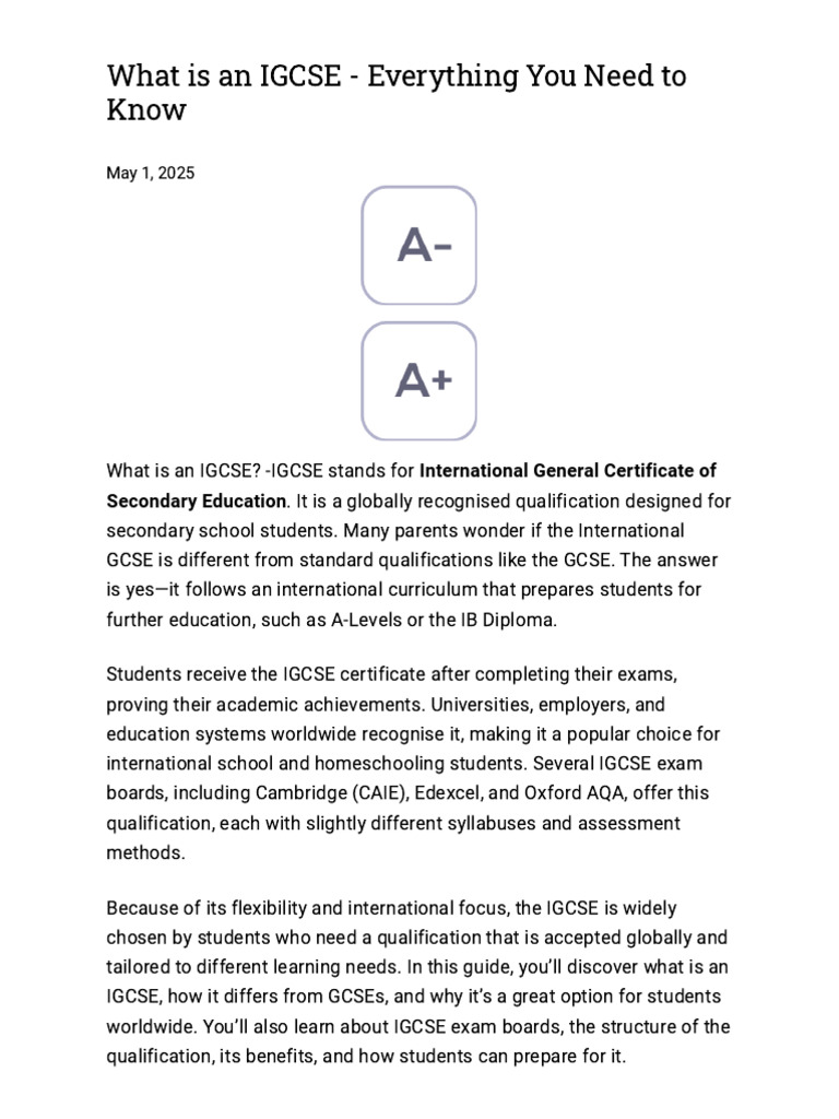 Understanding IGCSE: Key Insights | PDF | Secondary Education ...