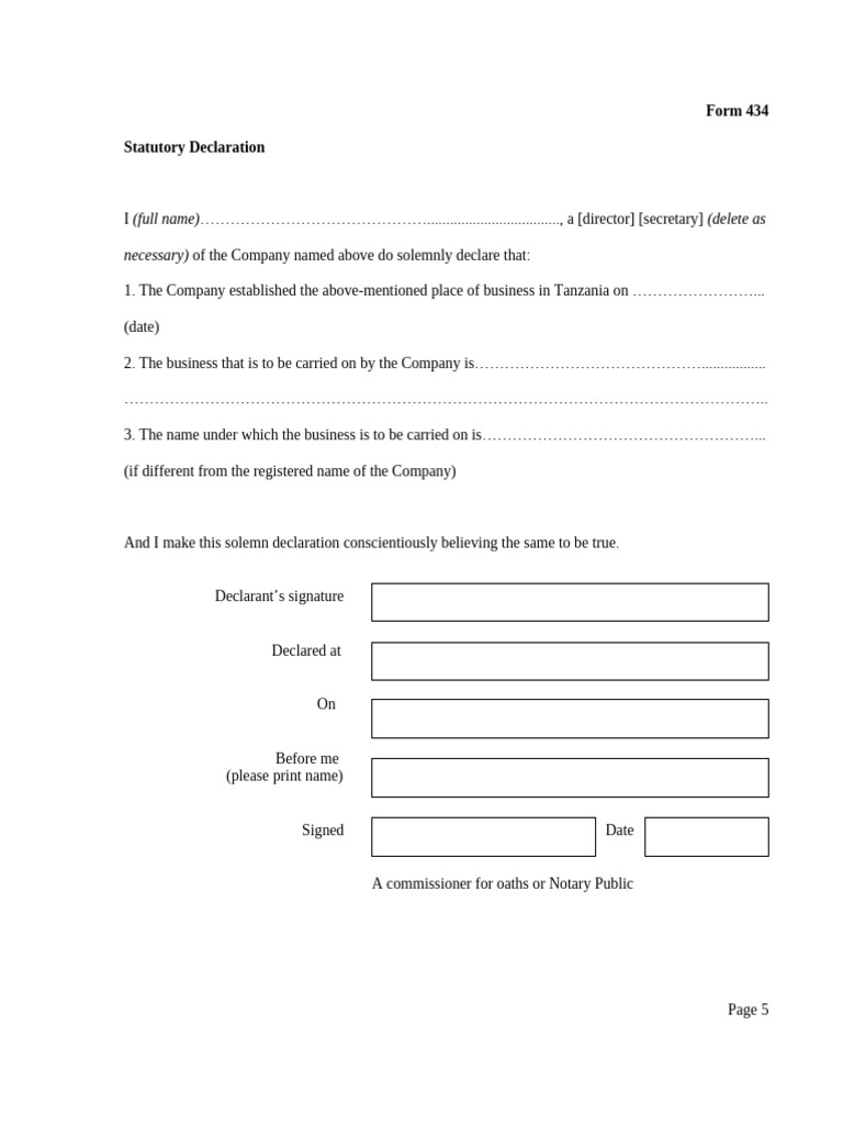 Form 434 - Statutory Declaration | PDF