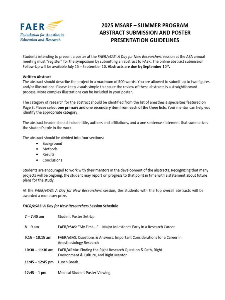 MSARF 2025 Poster Submission Guidelines | PDF | Surgery | Abstract ...