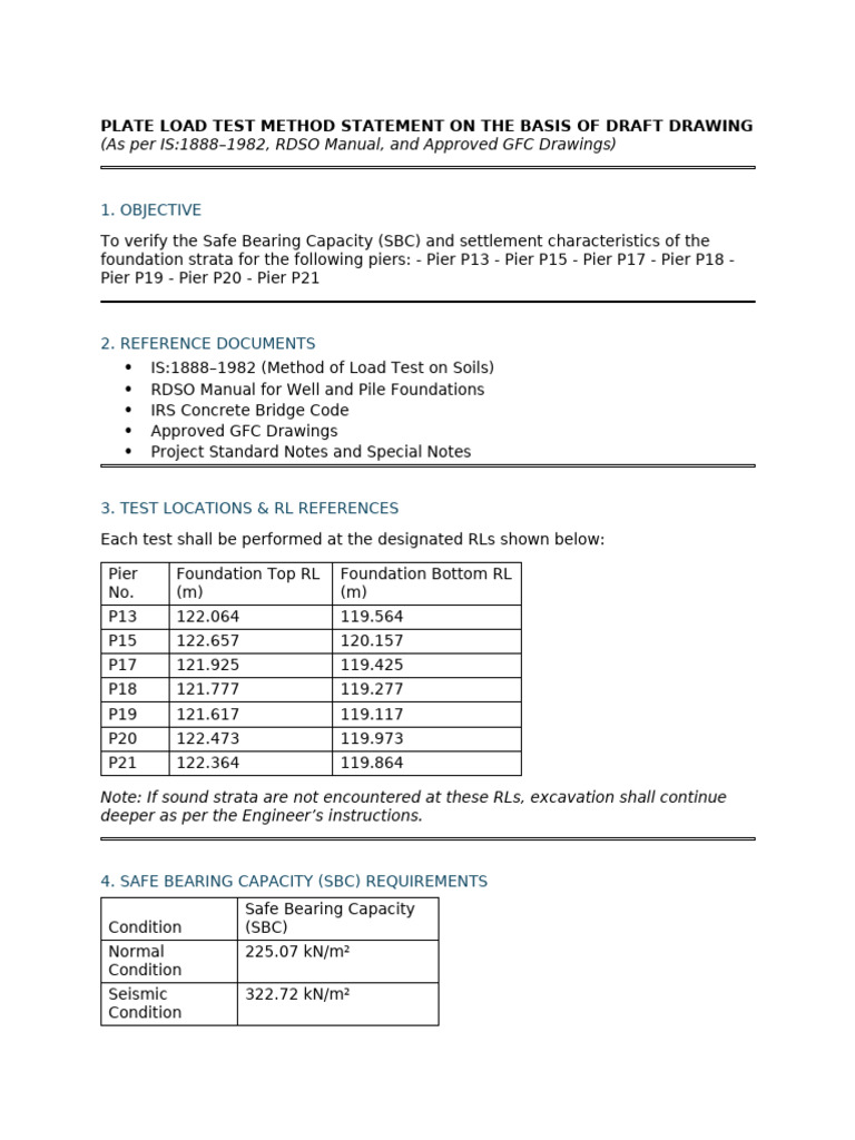 Plate Load Test Method Statement | PDF