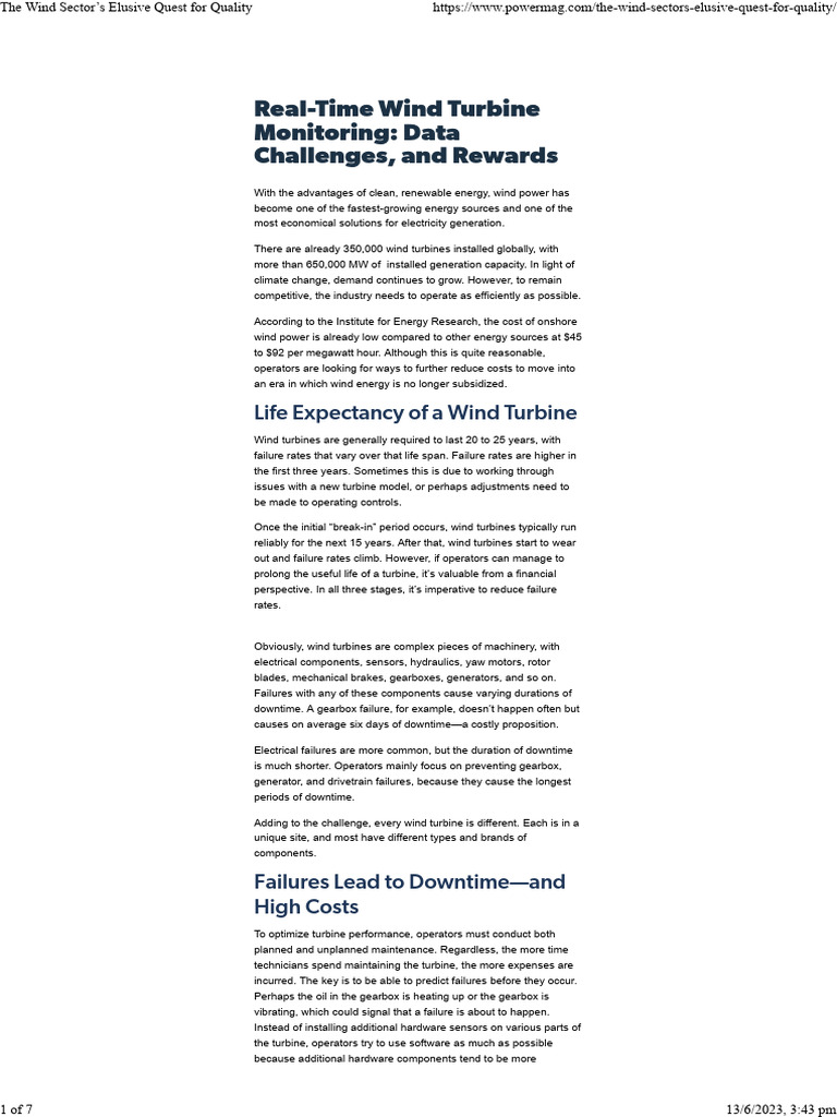 Real-Time Wind Turbine Monitoring Insights | PDF | Wind Power | Wind ...