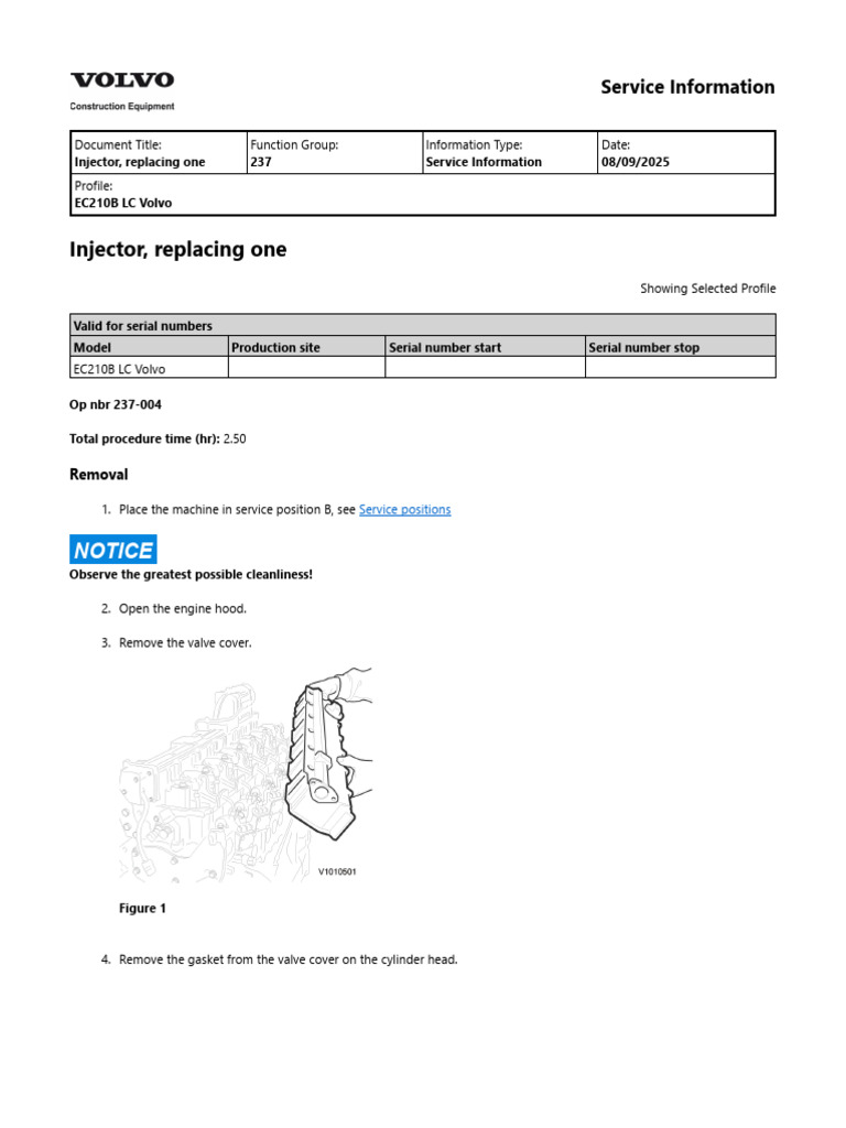 EC210B LC Volvo Injector Replacement Guide | PDF | Pipe (Fluid ...