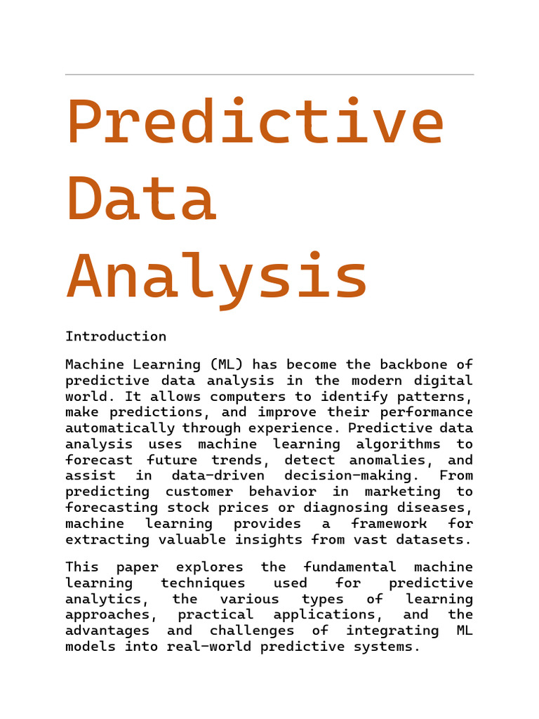 Predictive Analytics with Machine Learning | PDF | Machine Learning ...