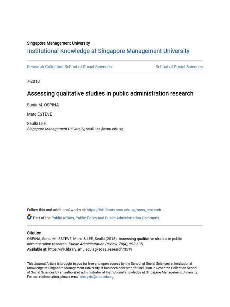 Evaluating Qualitative Research in PA | PDF | Qualitative Research ...