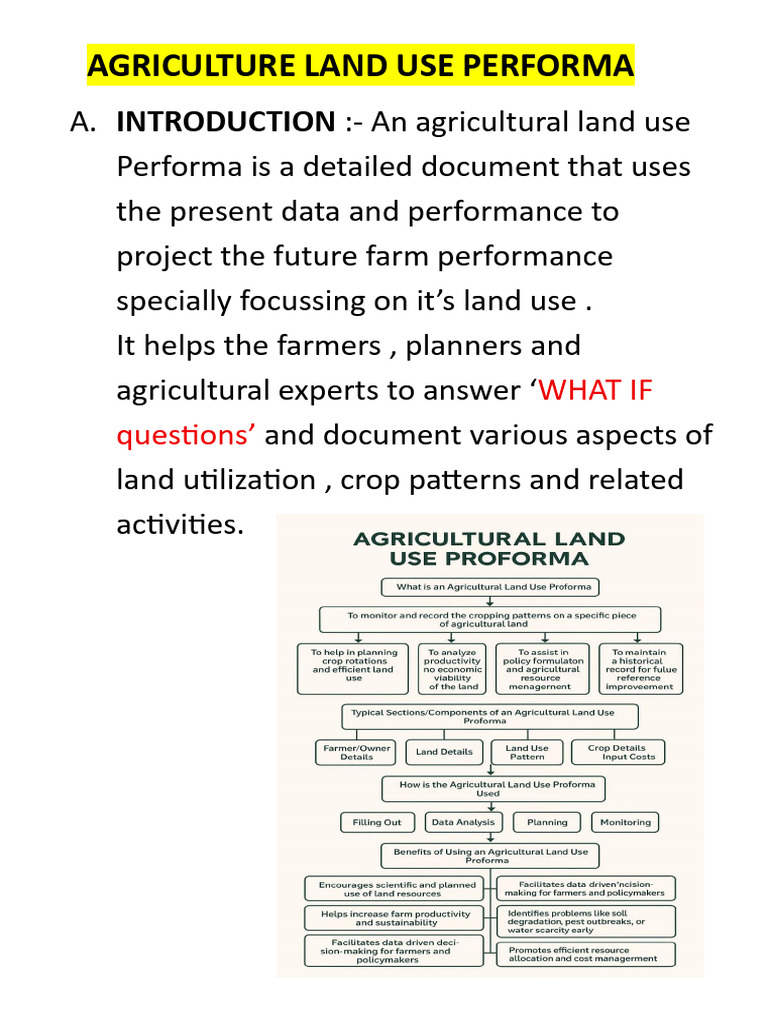 Agricultural Land Use Performa Guide | PDF | Agriculture | Land Use