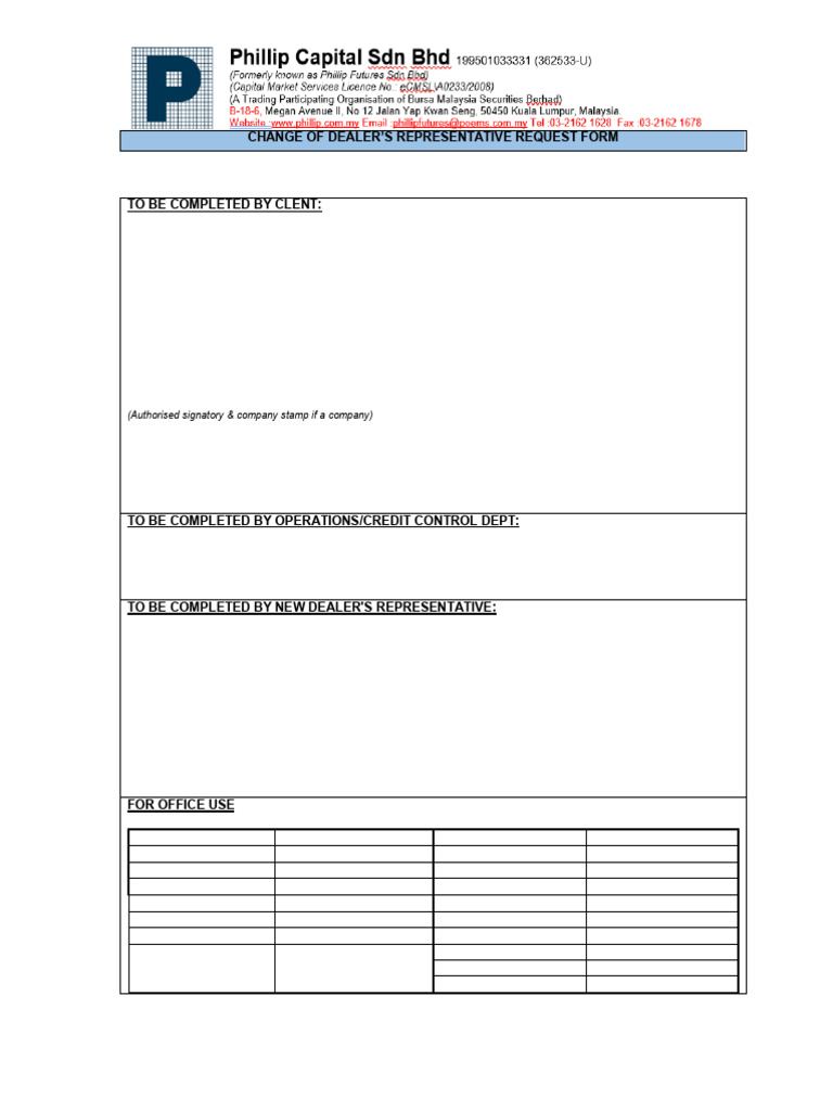 Dealer Representative Change Form | PDF | Private Law | Common Law
