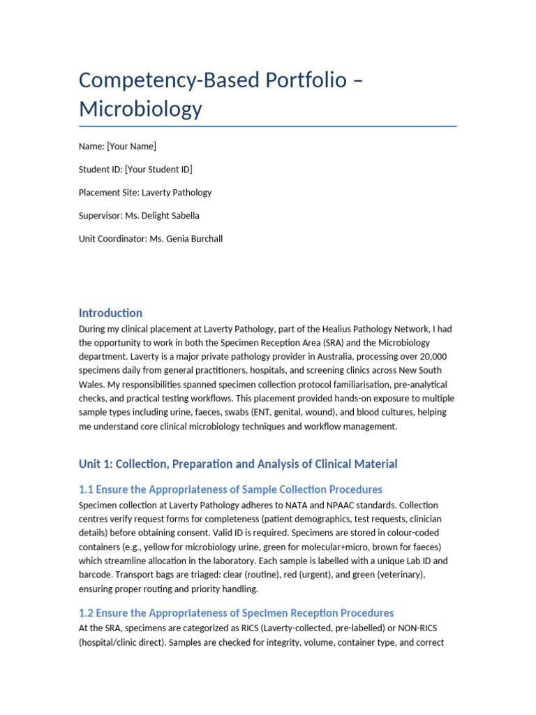 Laverty Microbiology Portfolio Report With References | PDF | Pathology ...