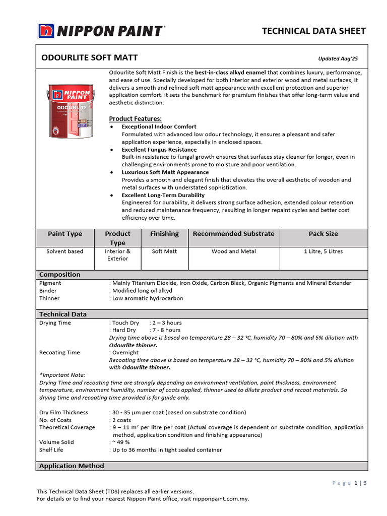 Odourlite Soft Matt Finish Overview | PDF | Paint | Industrial Processes