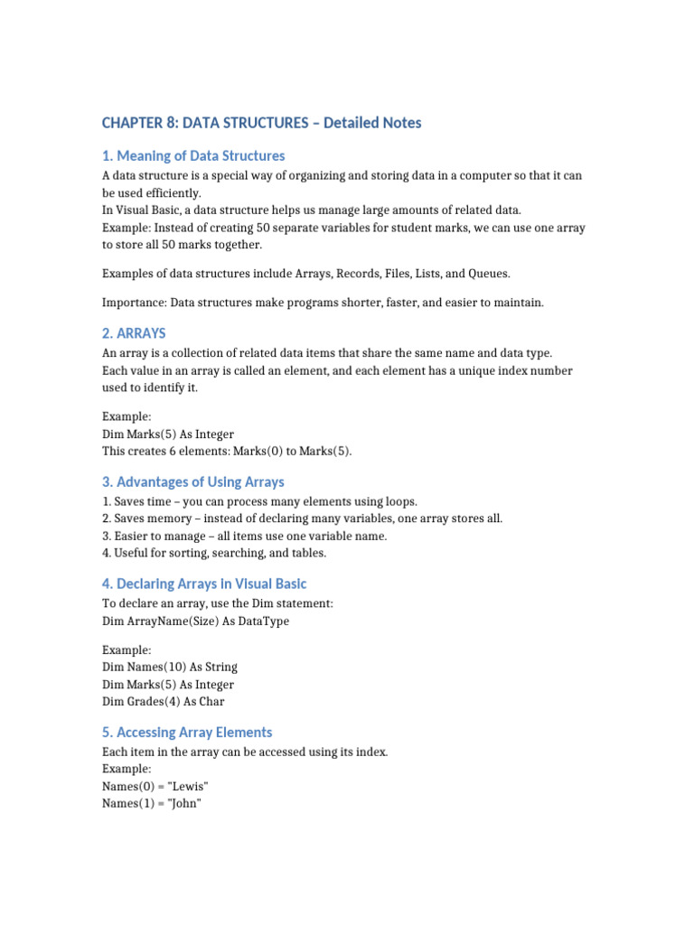 Visual Basic Arrays and Data Structures | PDF | Data Structure ...