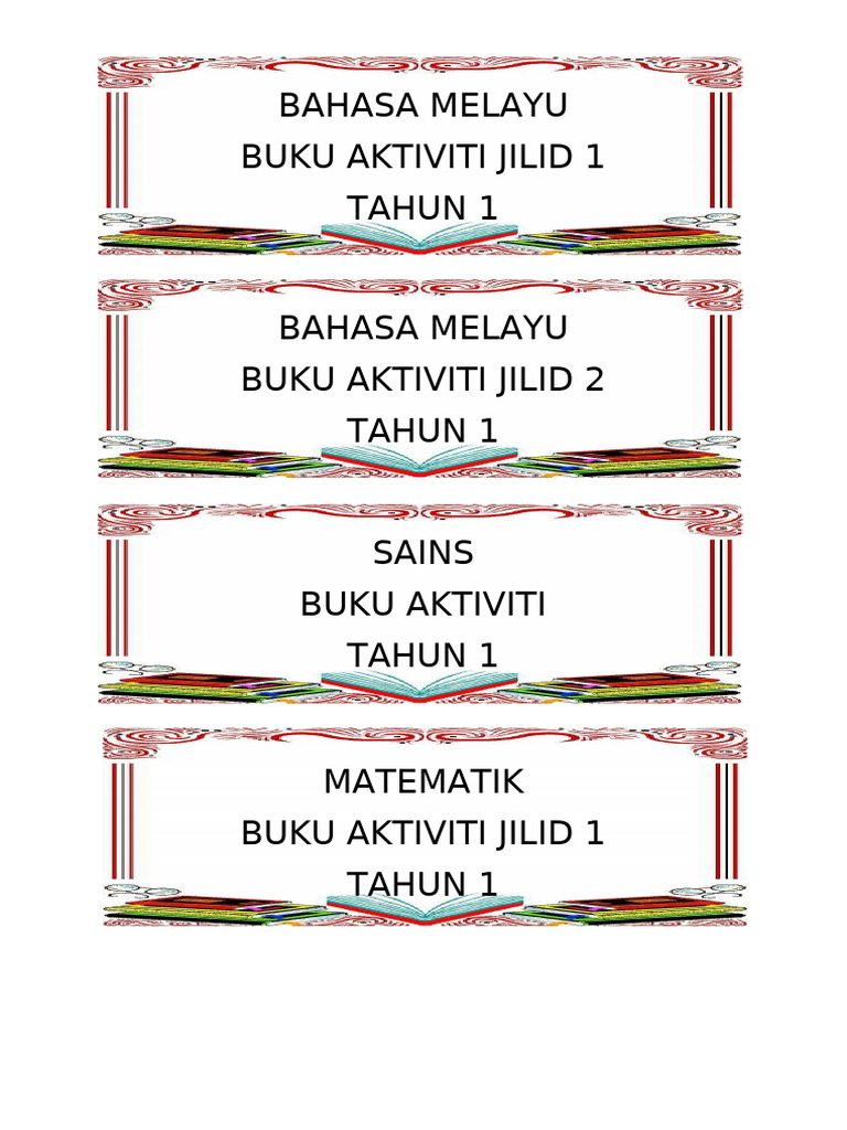 Label Rak Tahun 1 | PDF