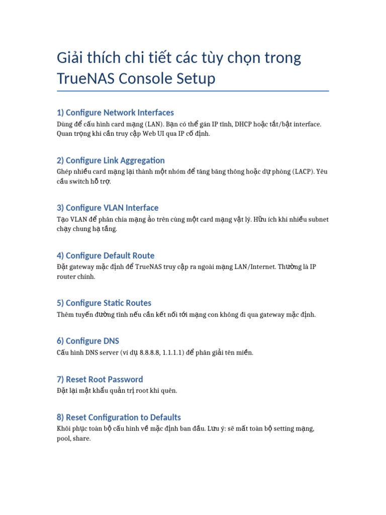 TrueNAS Console Setup | PDF